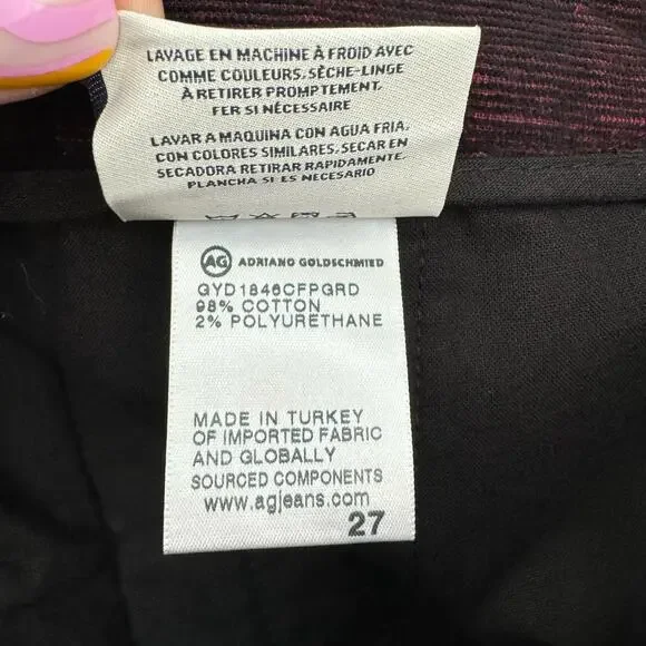 AG The Elvie Black and Red Plaid High Rise Crop Trouser Pants Women's 27 NWT - Picture 10 of 10